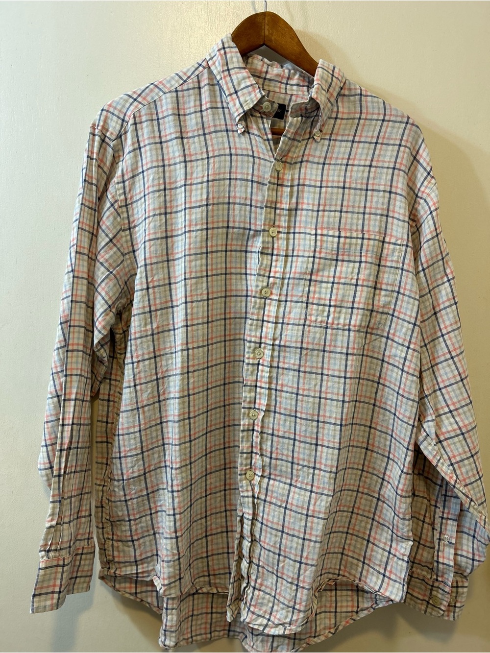 Brooks Brothers Plaid Button-Down Shirt in White with Blue & Red Lines